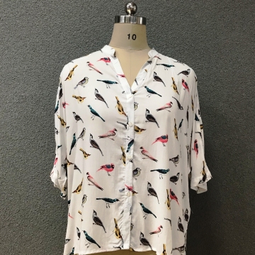 Women's cotton fashion birds shirt
