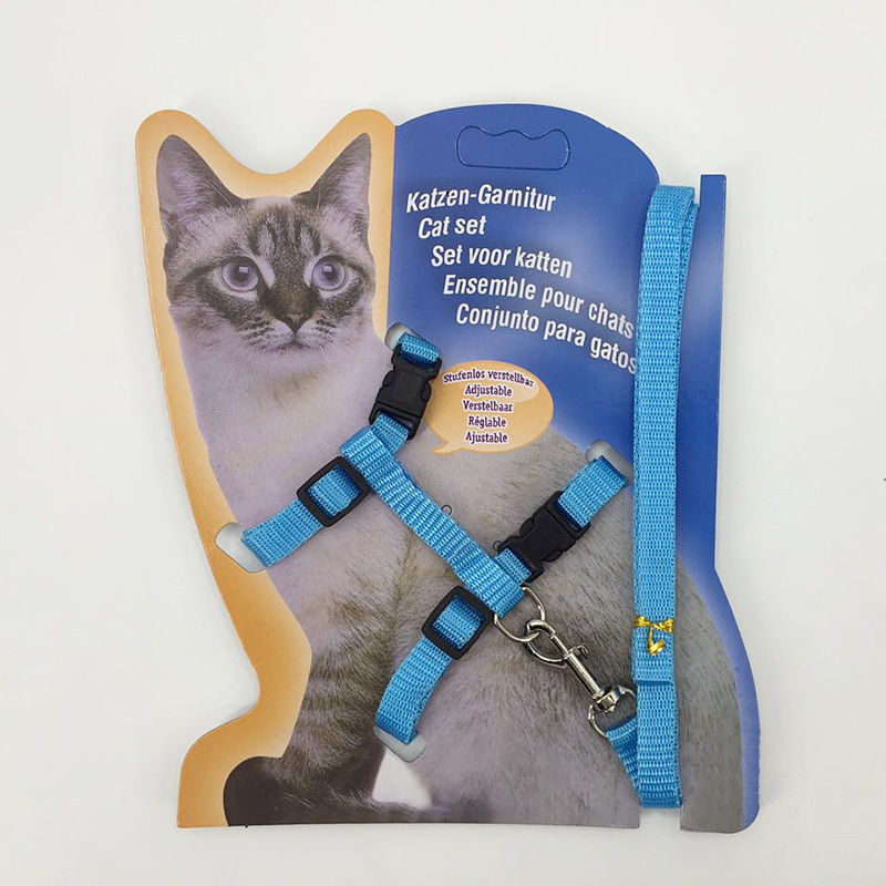 10 Colors Adjustable Pet Cat Collar For Cats Cozy Nylon Rabbit Kitten Harness Leash Set