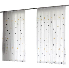 Simple and Elegant Blackout Printed Sheer Curtains Embroidered for Bedroom