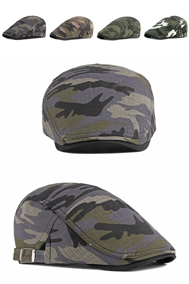 Military Style Beret Fashion Camo Newsboy Hat plaid Ivy Cap