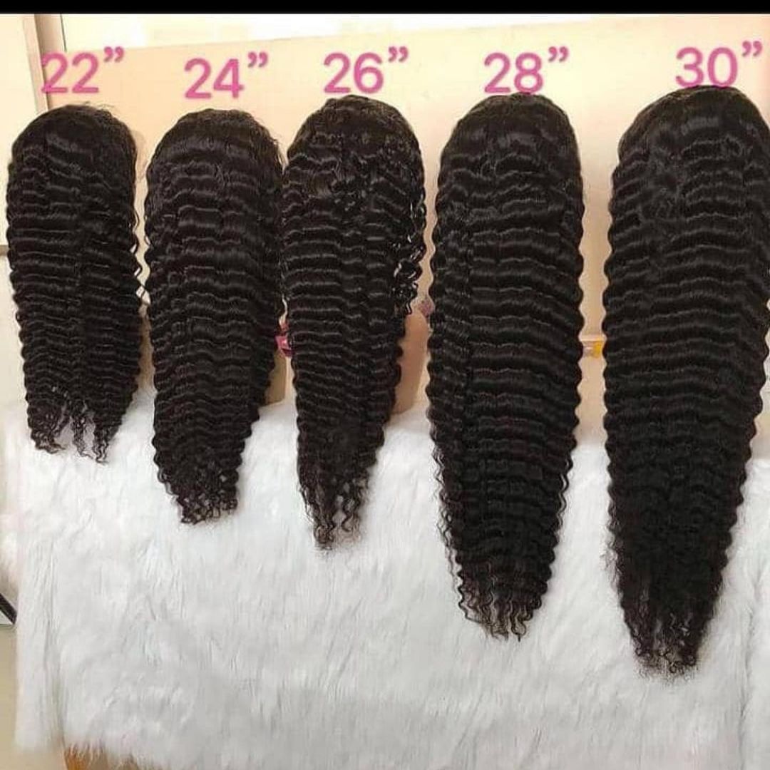 High Quality Deep Wave Human Hair Lace Wigs For Black Women Natural Color Brazilian Virgin 5x5 Full Transparent Lace Closure Wig