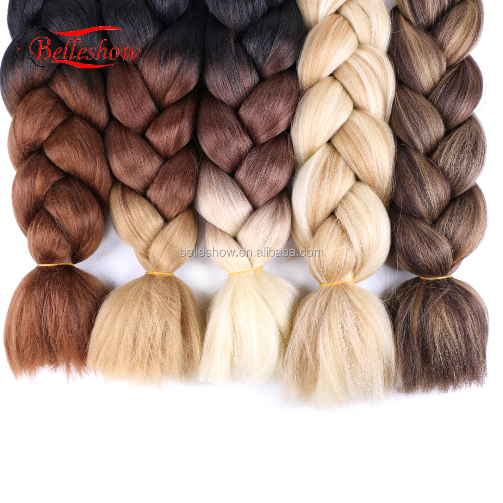 Hot sell hair ombre color 350g 24inch Synthetic Ombre Braiding Hair Jumbo Box Braids jumbo-hair-braid 400g