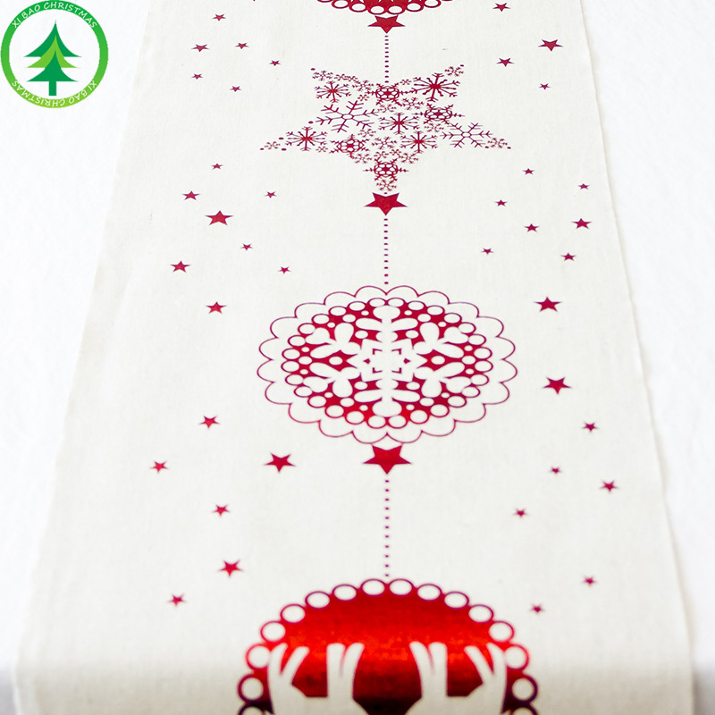 New Christmas decorations creative Christmas cotton hemp print tablecloth tablecloth tablecloth and flag Christmas table decorat