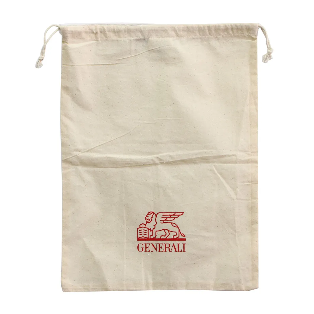 Reusable Oeko Tex 100 Certified Eco Friendly Cotton Drawstring Bags with Logo Custom Printing