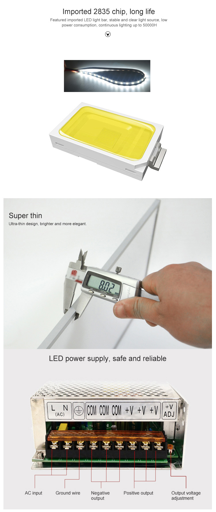 8mm thickness 24v/12v outdoor waterproof ultra slim led light panel