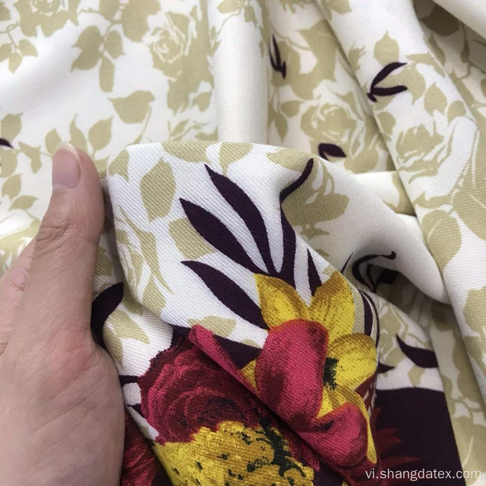 Hoa Broder Twill Rayon Màn hình in vải