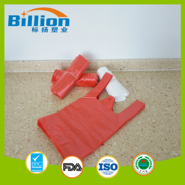 8" X 15.25" Red Color HDPE Supermarket Shopping Plastic Bags