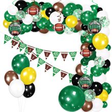 Green brown triangular banner with Super Bowl balloons