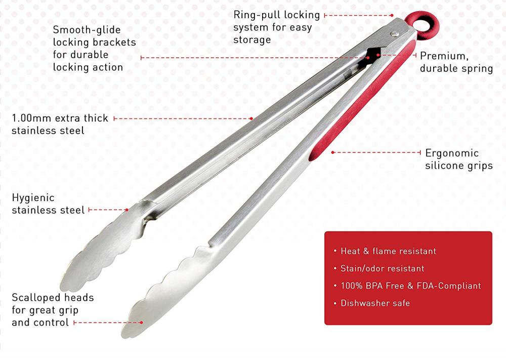 Grillzangen aus Edelstahl für Grill im Freien