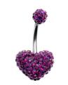 Crystal Paved Double Heart Belly Button Ring