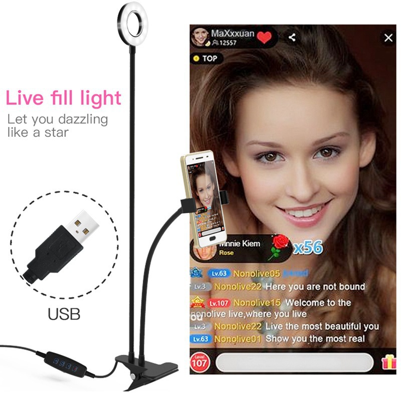 2-in-1 Cell Phone Led Camera Ring Light Tik Tok Desk Stand  For Live Stream