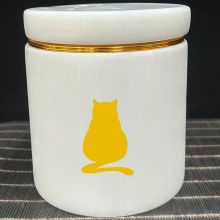Modern High-End White Marble Urn Sealed Jar Pet Funeral Supplies Commemorative Tea Medicinal Jar