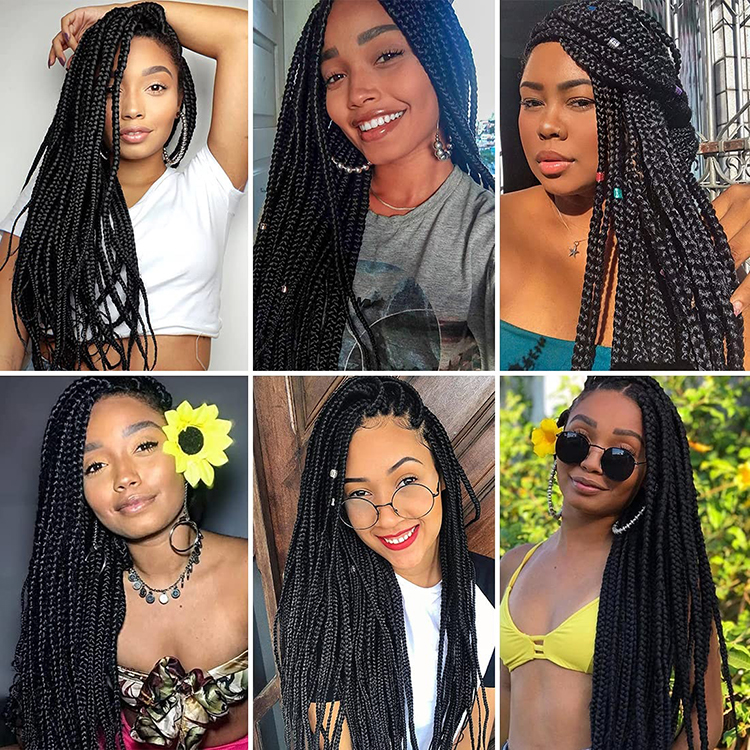 Julianna hair braided three-strand meches for dreadlocks faux locs braided wigs lace front custom logo box braided lace wigs