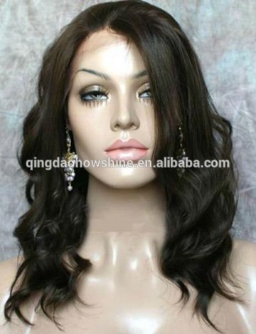 Top Fashion stock wavy elastic band brazilian hair glueless full lace wig