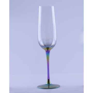 Handmade Long Rainbow Stemmed Clear Color Wine Goblet