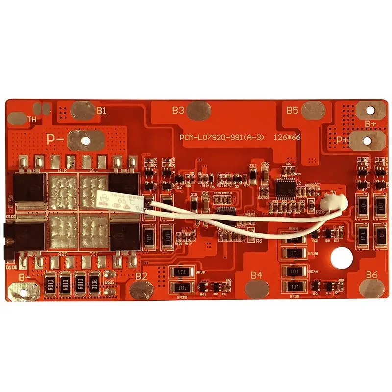 7s 20A PCM BMS for 24V 25.2V 25.9V Li-ion/Lithium/ Li-Polymer 21V 22.4V LiFePO4 Battery Pack Size L126*W65*T6mm (PCM-L07S20-991)