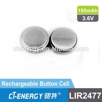 3.6 V li-ion rechargeable button cell batteries LIR2477
