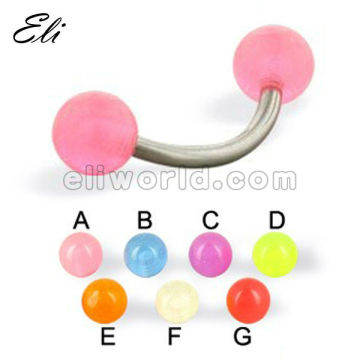 Acrylic Curved Barbells with pure colored ball