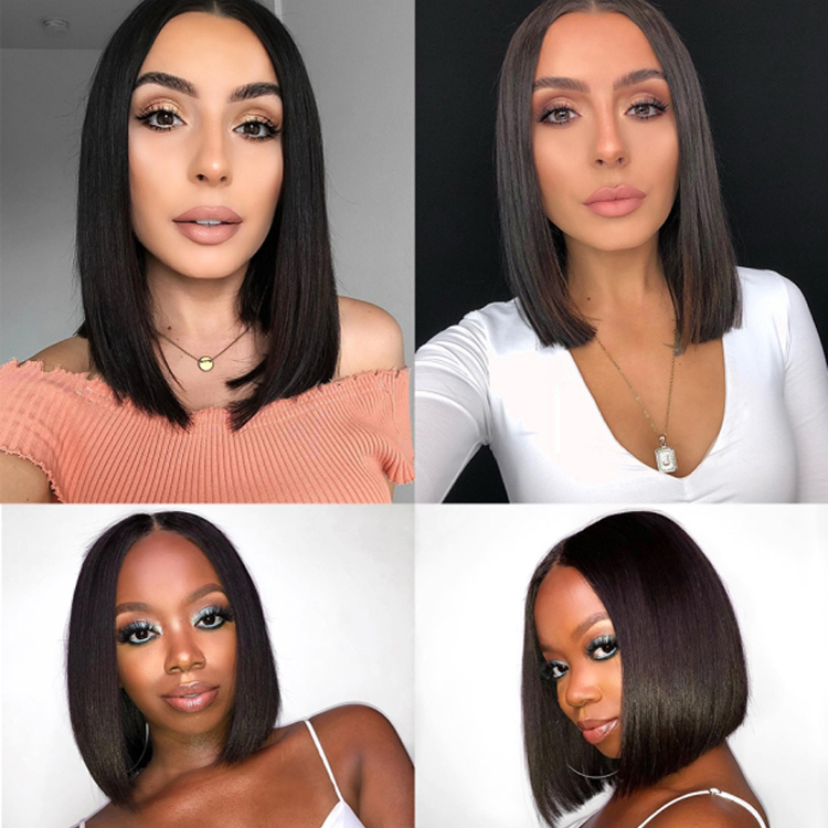 13*4 4*4 13*1 T lace bob wig silky Virgin Cuticle Aligned Brazilian natural color Human Hair wig wholesale price for black woman