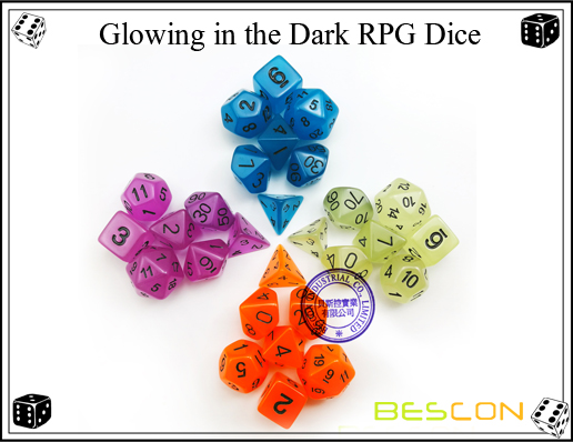 Glowing In Dark 7pcs Polyhedral Dice Set D4-D20-3#