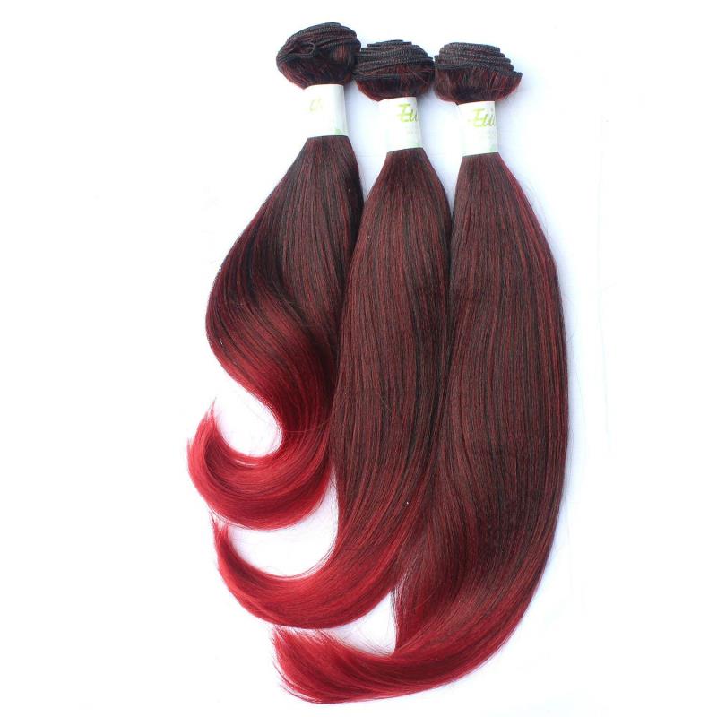 Hot sell   synthetic hair weave    synthetic braiding hair   Ombre color   synthetic  hair extensions     3PC/SET