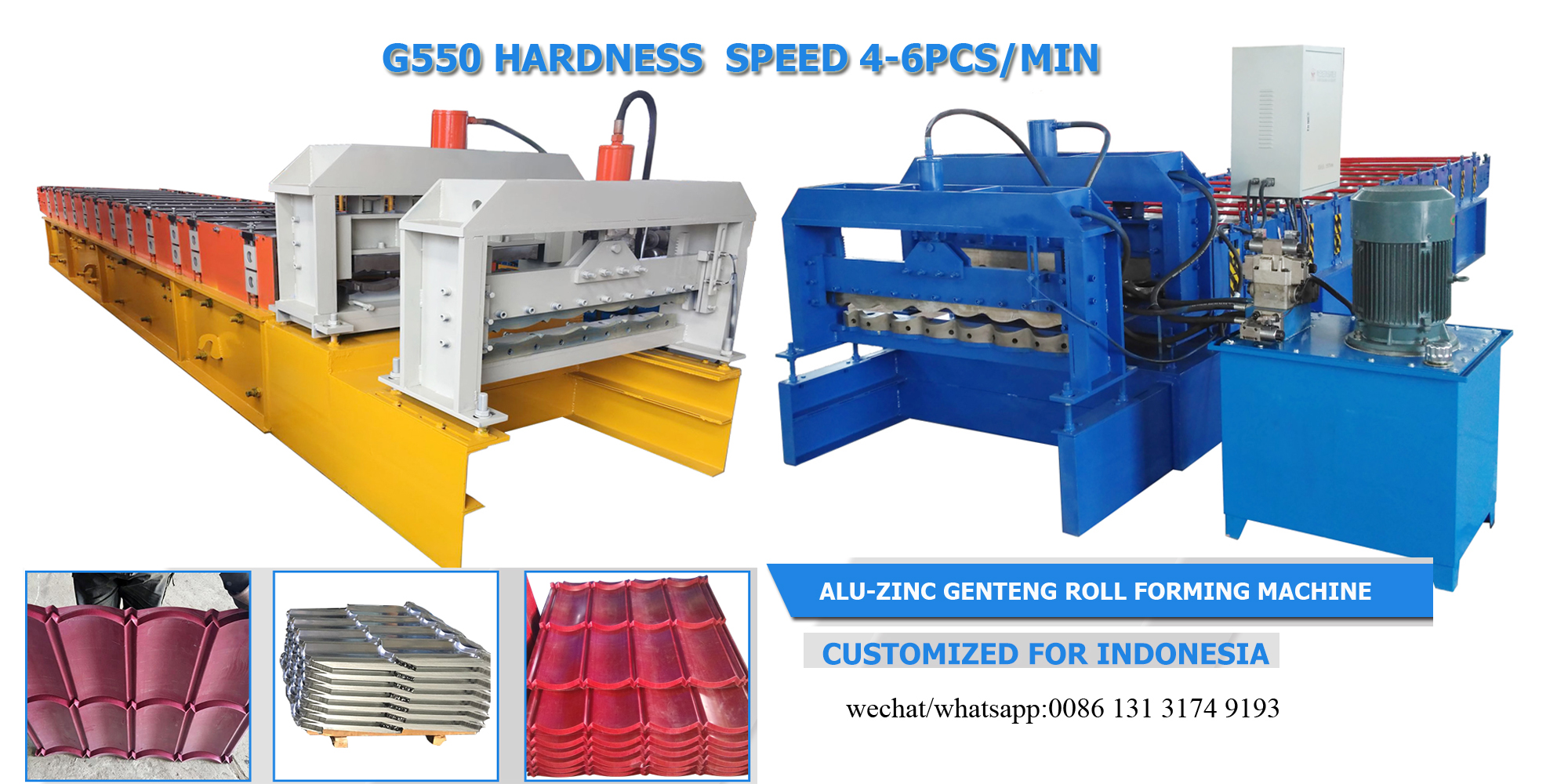 Alu-Zinc genteng 800x770 glazed tile roofing panel roll forming machine