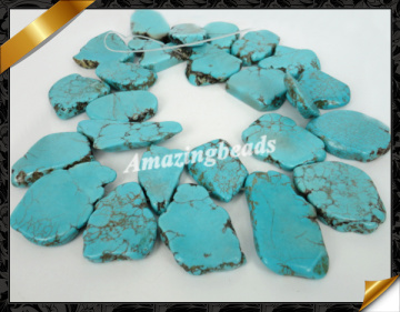 Blue Turquoise Stone Beads Jewelry, Slab Nugget Gemstone (GB0124)