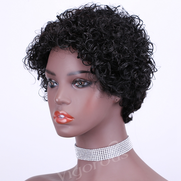 Short bob afro curly wholesale inch pixie cut wave black cheap glueless brazilian real human hair wigs black women