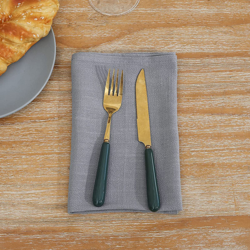 Soft Solid Color Linen Cotton Dinner Cloth Napkins Set of 12 (40 x 40 cm) Washable