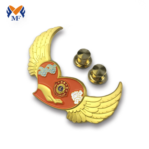 Gold Plating Embossed Wing Design Pin Badge