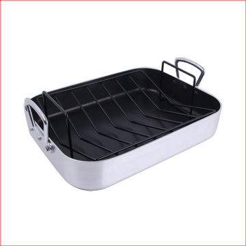 Durable Aluminum Nonstick Turkey Roaster with V Rack for Commercial and Family Use