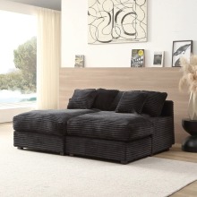 Modern Luxury Beige/Black Twin Sleeper Sofa Bed with Corduroy Upholstery