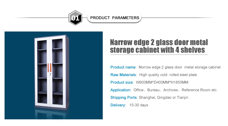 Made in China 2 Door Lightweight Steel Filing Cabinets / Glass Door Cabinet
