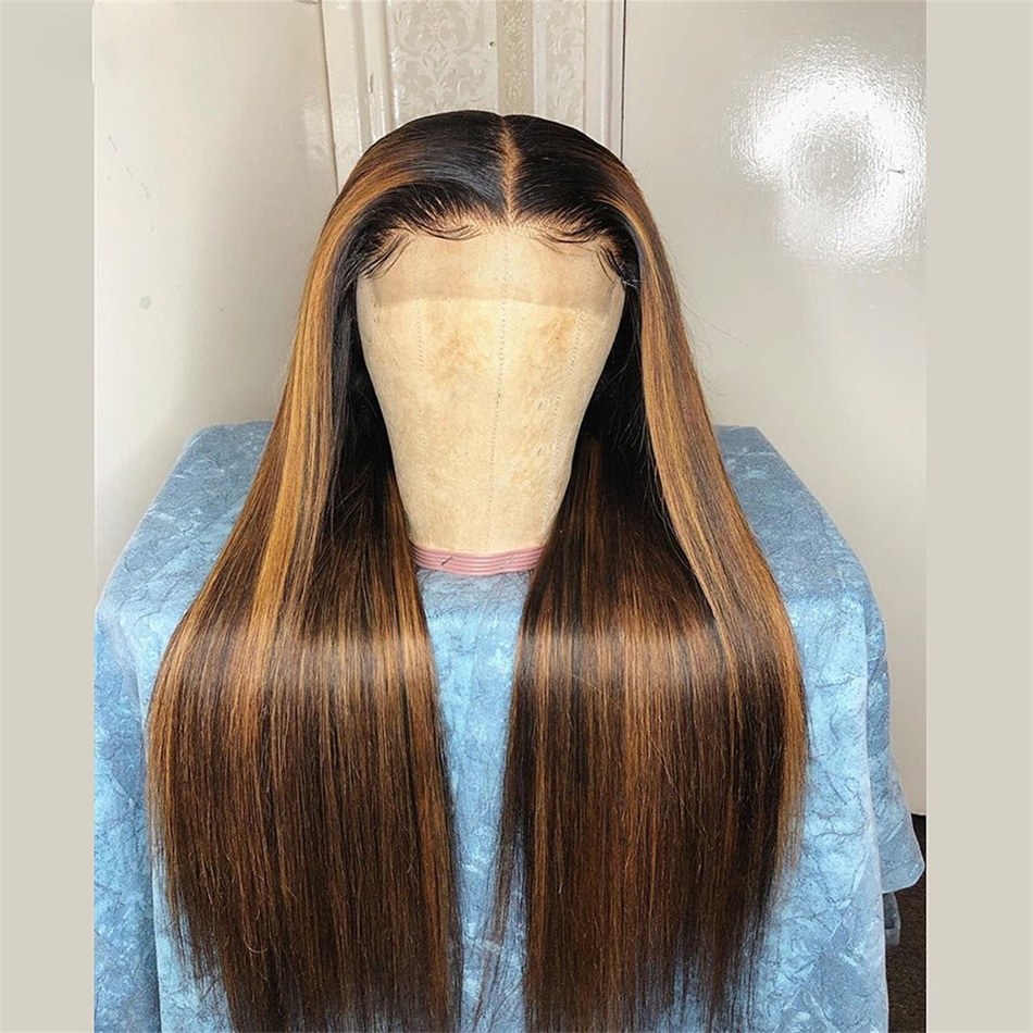 Brazilian virgin cuticle aligned hair vendors per Plucked ombre Highlight 150% Transparent HD Lace closure 4x4 human hair Wigs