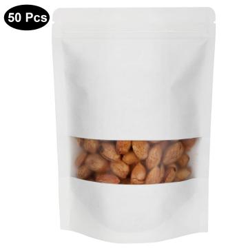 resealable brown kraft packaging zipper bags with window