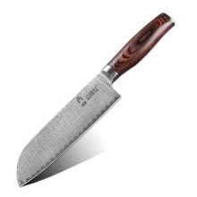 67-Layer VG10 Damascus Steel 7\" Santoku Knife with Ladder Pattern Pakka Wood Handle