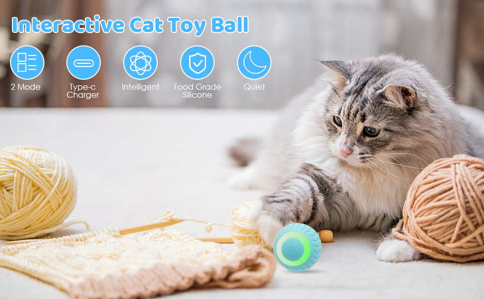 Image showcasing Maki Interactive Cat Toys: Smart 360 Automatic Rolling Led Lighted Pet ...
