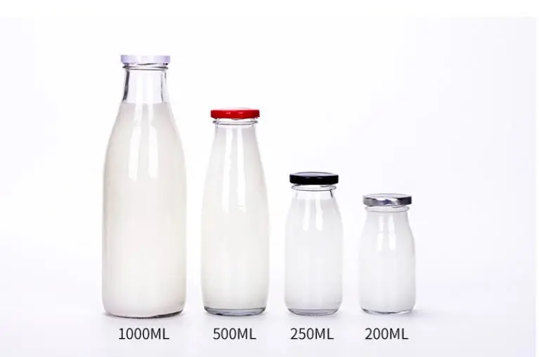 Clear Empty Container Milk Juice Glass Pudding Bottle with Plastic Cap