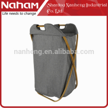 Naham Home X shape bamboo Terylene Cotton storage bag hamper baskets wholesale