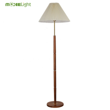 Retro LED Walnut Pleated Floor Lamp