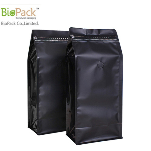 Compostable Cornstrach Plastic Square Bottom Stand Up Bag Custom Prirnting With Ziplock On Top