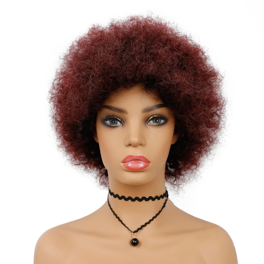 Brazilian glueless T1B/bug  kinky afro short curly  top quality  human hair wigs