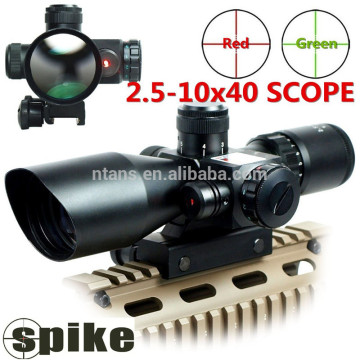 SPIEK Rifle Scope Red Laser Tactical 2.5-10x40 Dual Illuminated Mil-dot Reticle Mounts for 22mm Weaver Rail tactical rifle scope
