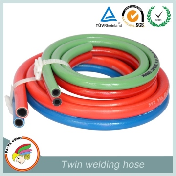 twin hose oxygen acetylene welding hose in blue and red