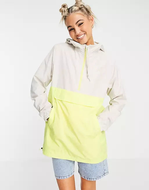 Contrast Color Hoodie Anorak For Women