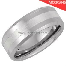 Healthest ,Noblest elegant man cobalt chrome wedding band with solid silver inlaid brushing surface effect