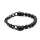 Black Vocalnic Lava Stone Bead Chain Steel Franco Chain Bangle Bangle Bracelet Vintage Skull Charme, hommes