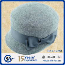 grey Beret Caps with bowtie, 100% wool felt hat