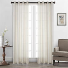 High Quality Grommet Top Solid Color Plain Nature Linen Curtains for The Living Room Bedroom