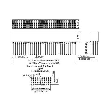 2,00 mm weiblicher Header vier Zeilen-Drücken-Fit-Typ-Steckverbinder